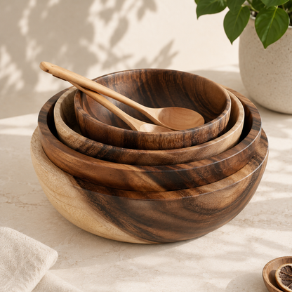 Cuenco Premium de Madera para Servir Alimentos