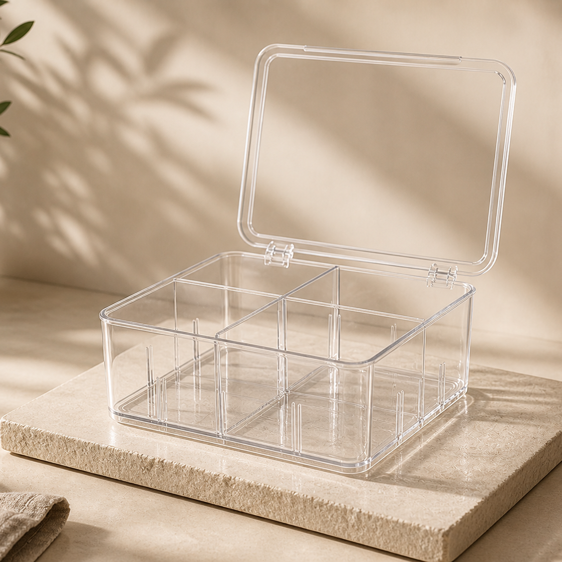Caja Organizadora Transparente de 4 Compartimentos