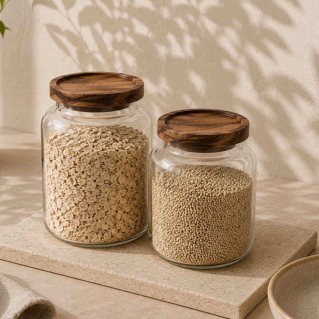 Tarro Hermético de Acacia para Cocina